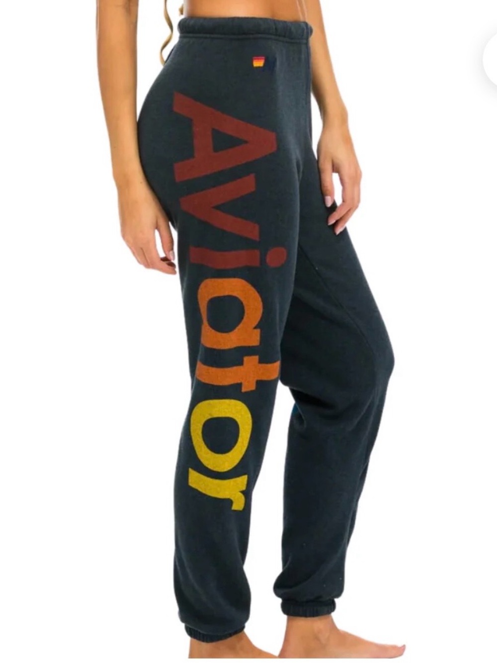 Aviator Nation Charcoal Joggers with Rainbow Logo Women’s XS